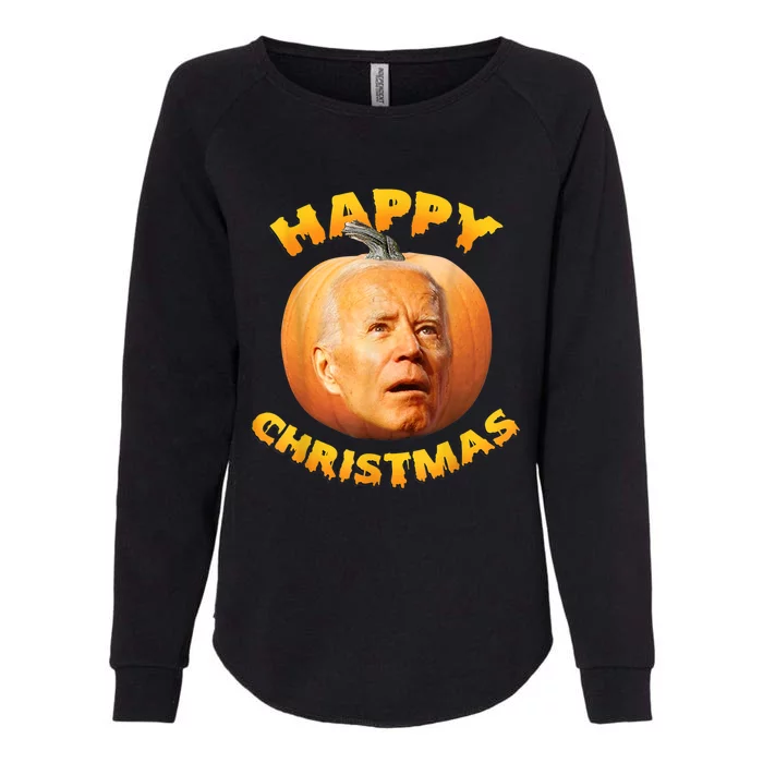 Funny Anti Joe Biden Happy Christmas Holiday Pumpkin Head Womens California Wash Sweatshirt