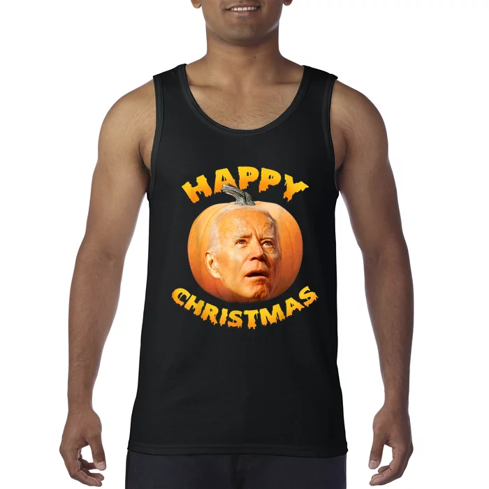 Funny Anti Joe Biden Happy Christmas Holiday Pumpkin Head Tank Top