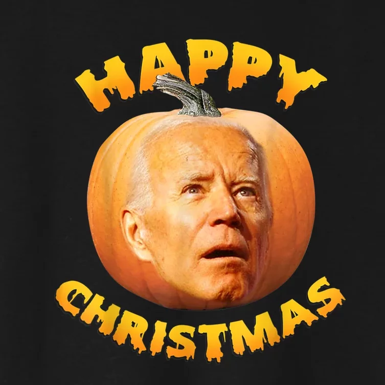 Funny Anti Joe Biden Happy Christmas Holiday Pumpkin Head Women's Crop Top Tee