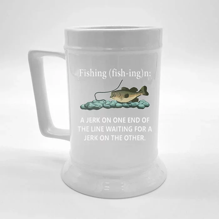 Fishing A Jerk On One End Of The Line Front & Back Beer Stein