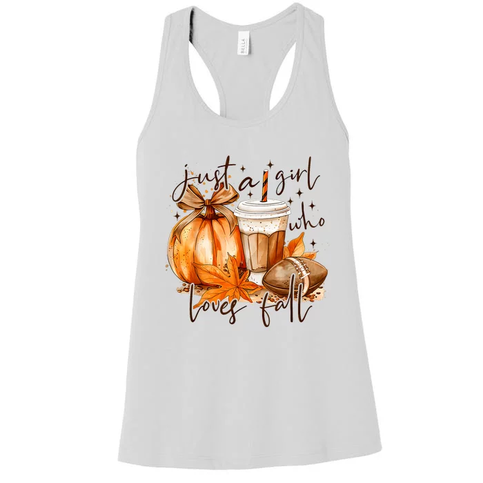 Fall Autumn Just A Girl Who Loves Fall Drinking Women's Racerback Tank