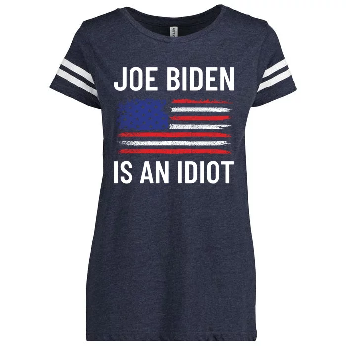 Funny Anti Joe Biden Is An Idiot Pro America Flag Enza Ladies Jersey Football T-Shirt