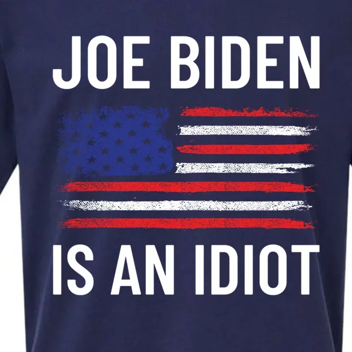 Funny Anti Joe Biden Is An Idiot Pro America Flag Sueded Cloud Jersey T-Shirt