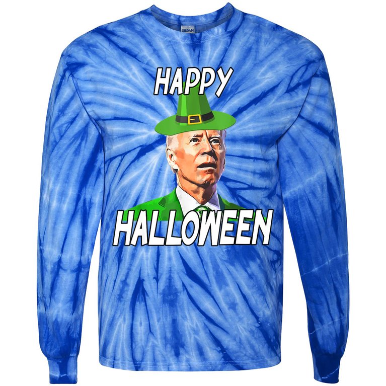 Funny Anti Joe Biden St Patricks Day Shirt Happy Halloween Tie-Dye Long Sleeve Shirt