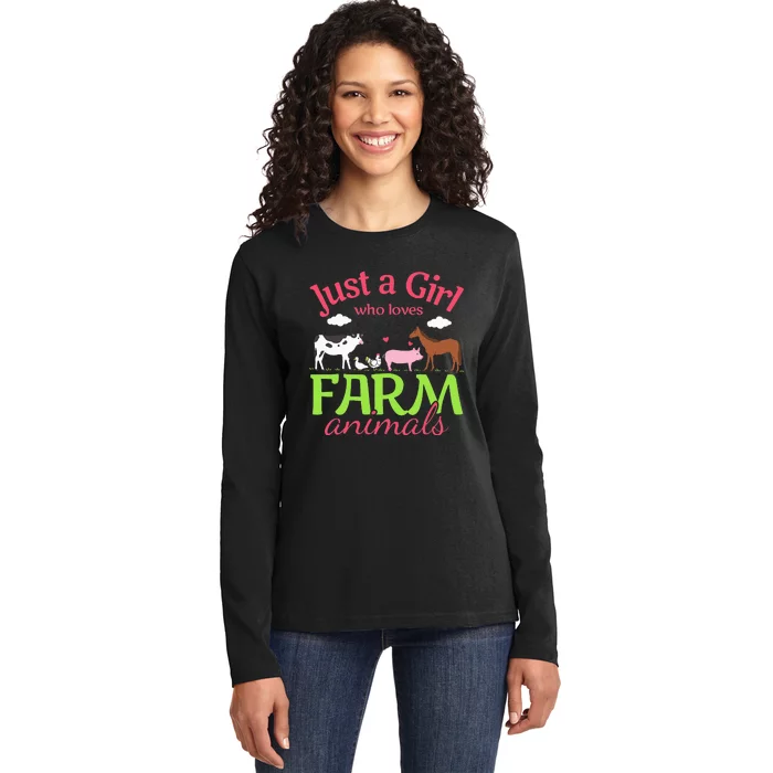 Farm Animal Just a Who Loves Farm Animals Ladies Long Sleeve Shirt