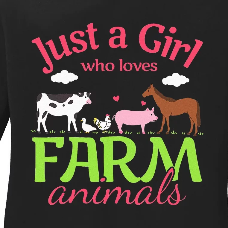 Farm Animal Just a Who Loves Farm Animals Ladies Long Sleeve Shirt