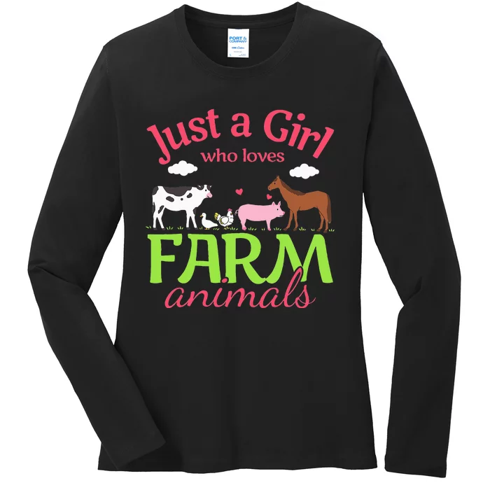 Farm Animal Just a Who Loves Farm Animals Ladies Long Sleeve Shirt