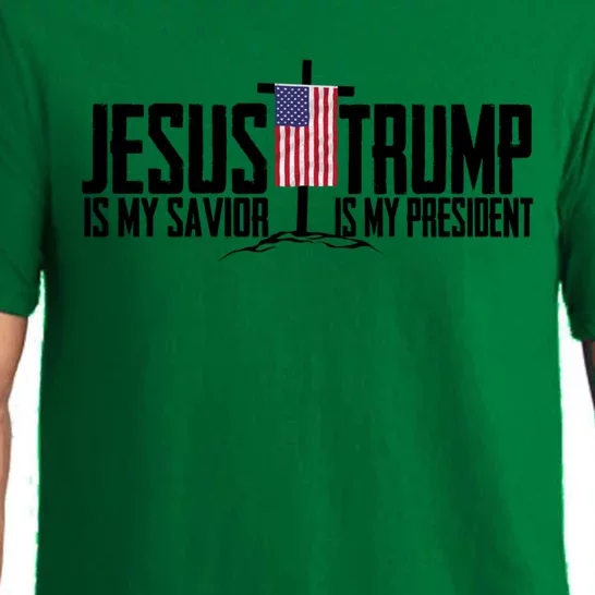 Funny American Jesus Is My Savior Trump Is My President Gift Funny Gift Pajama Set