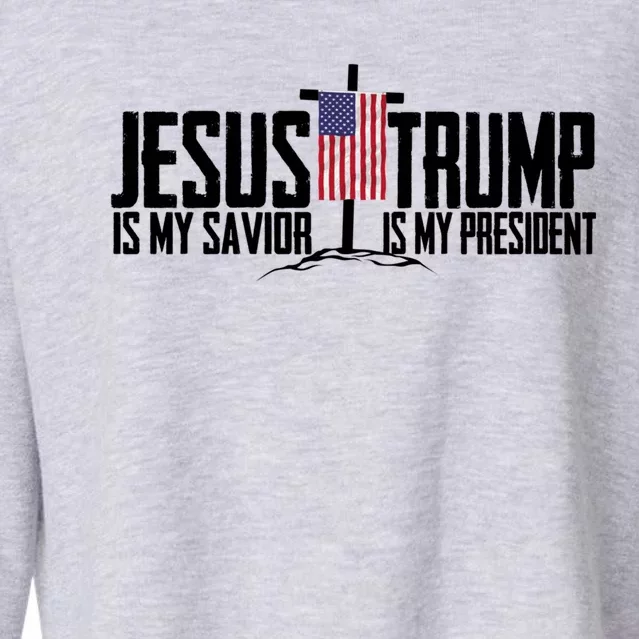 Funny American Jesus Is My Savior Trump Is My President Gift Funny Gift Cropped Pullover Crew