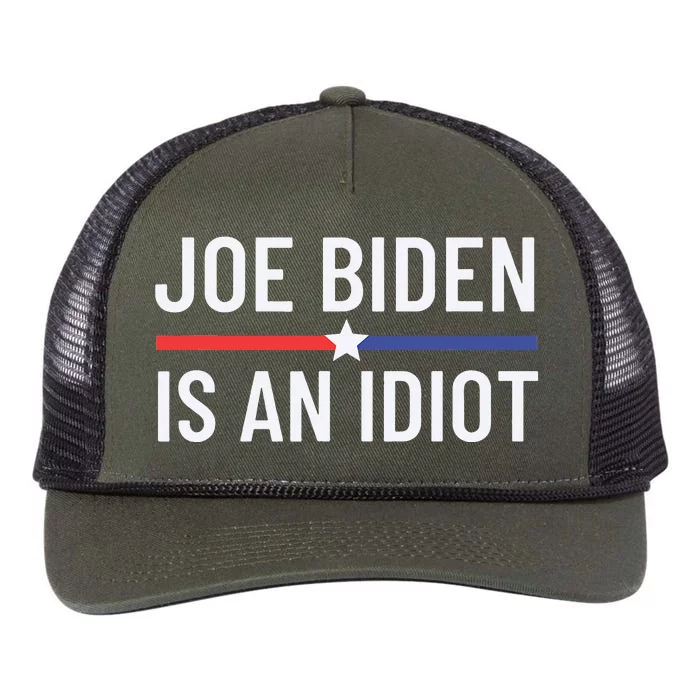 Funny Anti Joe Biden is an Idiot Pro America Political Retro Rope Trucker Hat Cap