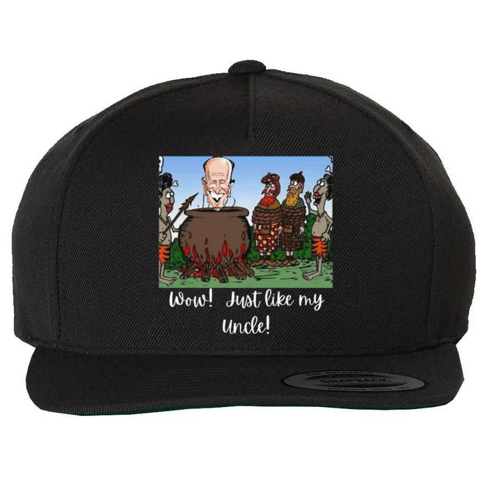 Funny Anti Joe Biden Cannibal Story About His Uncle Designed Wool Snapback Cap