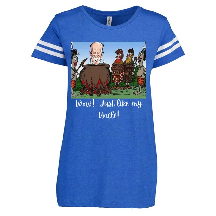 Funny Anti Joe Biden Cannibal Story About His Uncle Designed Enza Ladies Jersey Football T-Shirt