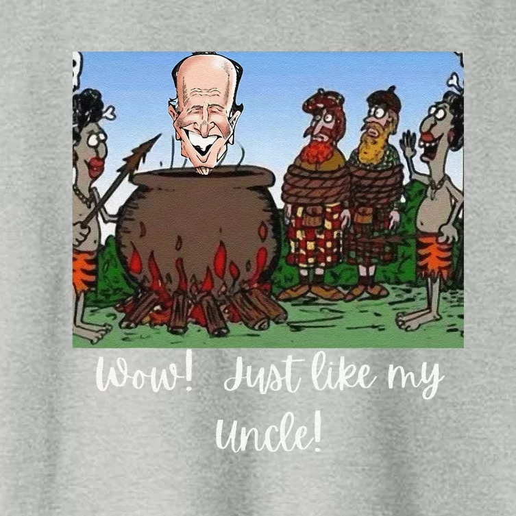 Funny Anti Joe Biden Cannibal Story About His Uncle Designed Women's Crop Top Tee