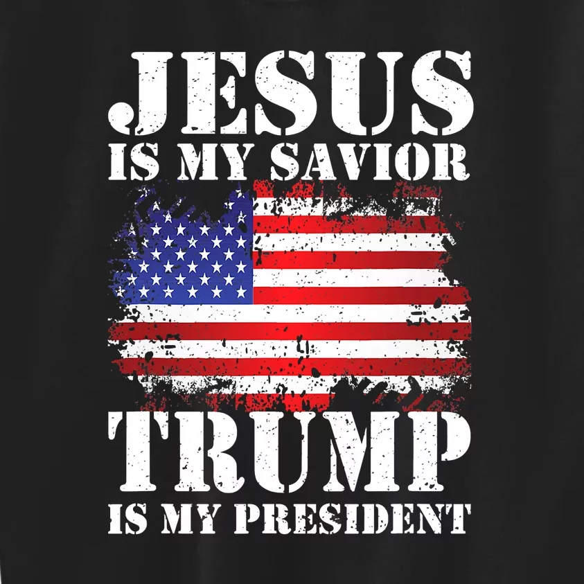 Funny American Jesus Is My Savior Trump Is My President Kids Sweatshirt