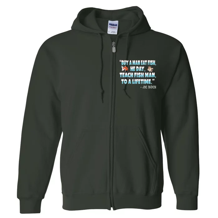 Funny Anti Joe Biden Is An Idiot Political Sarcastic Fishing Full Zip Hoodie