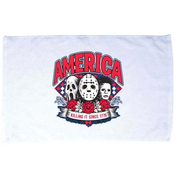 Floral America Killing It Since 1776 Horror Movie Microfiber Hand Towel