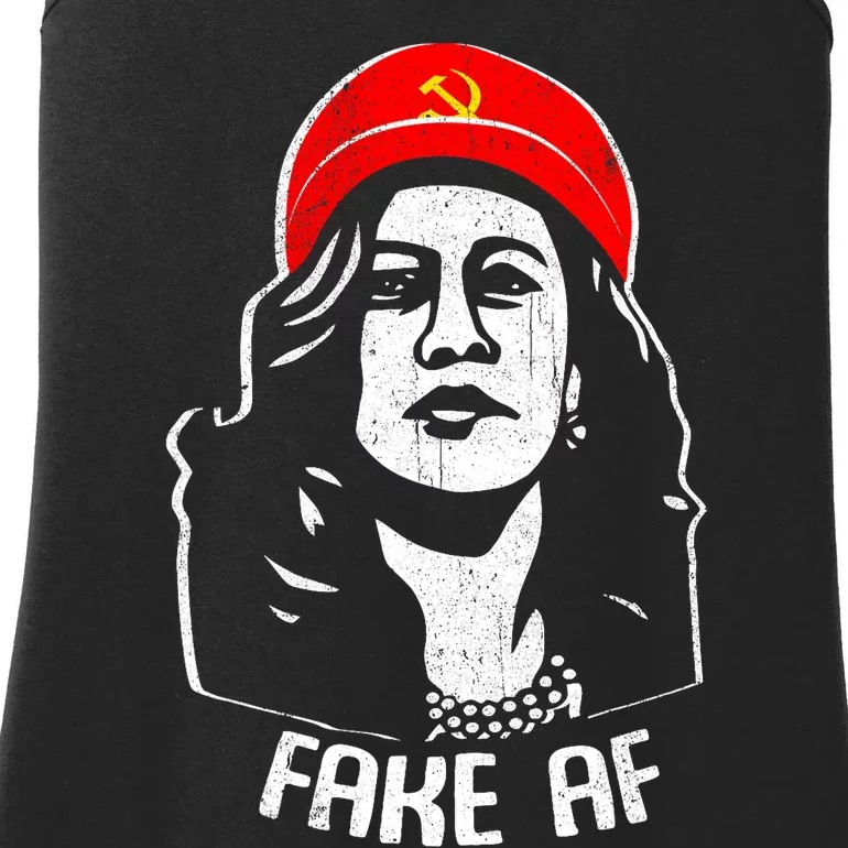 Fake Af Kamala Harris Communism Election Humor Ladies Essential Tank