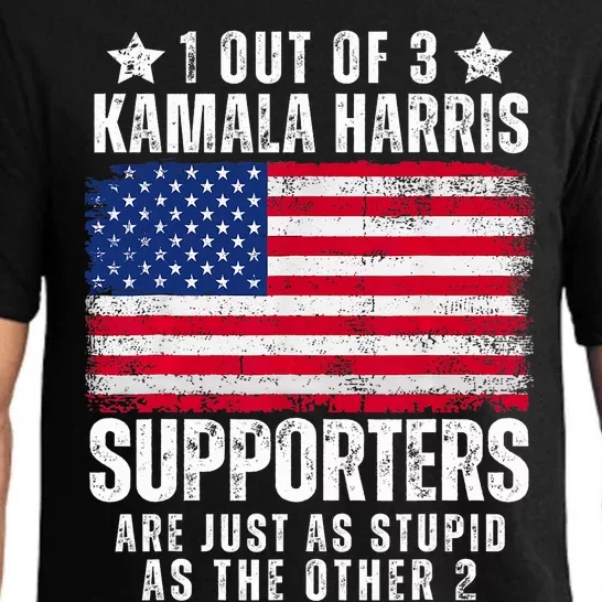 Funny Anti Kamala Harris Stupid Joke American Flag Usa Humor Pajama Set