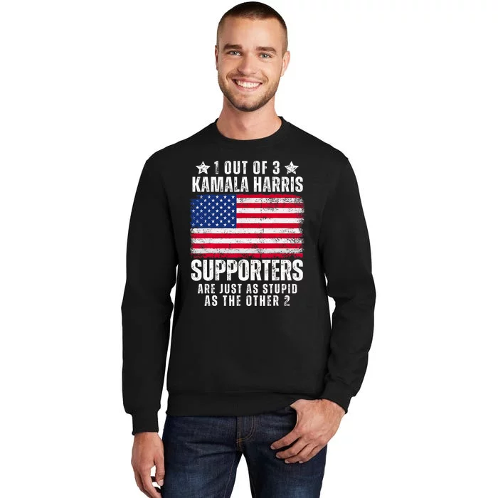 Funny Anti Kamala Harris Stupid Joke American Flag Usa Humor Tall Sweatshirt