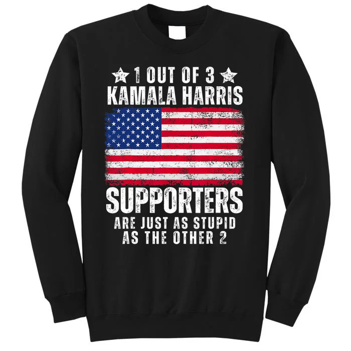 Funny Anti Kamala Harris Stupid Joke American Flag Usa Humor Tall Sweatshirt