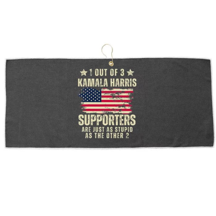 Funny Anti Kamala Harris Stupid Joke American Flag Usa Humor Large Microfiber Waffle Golf Towel