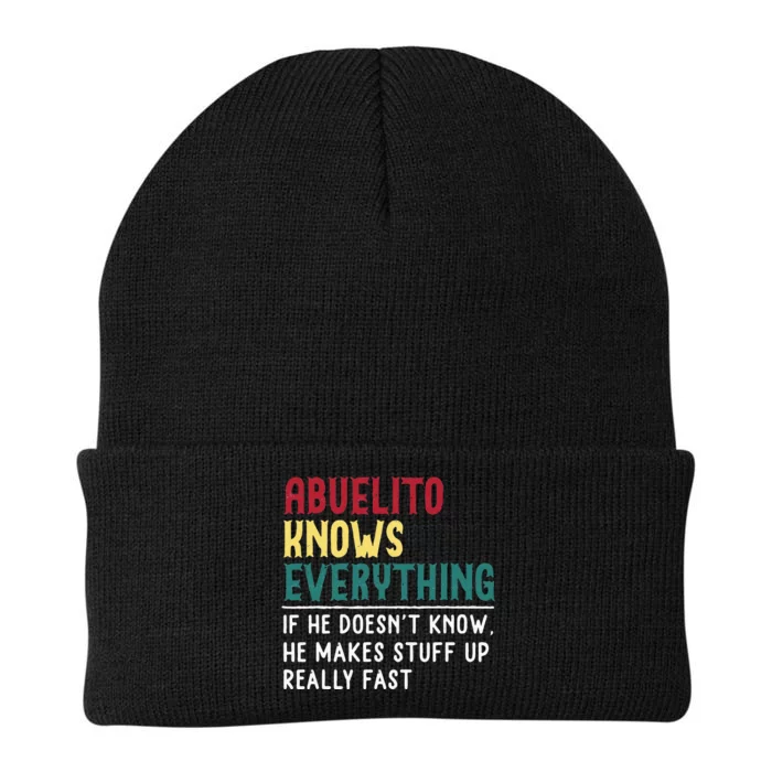 Funny Abuelito Know Everything Fathers Day Gift For Grandpa Knit Cap Winter Beanie