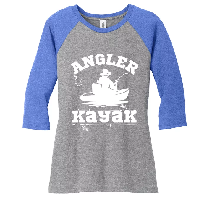 Funny Angler Kayak Gift Women's Tri-Blend 3/4-Sleeve Raglan Shirt