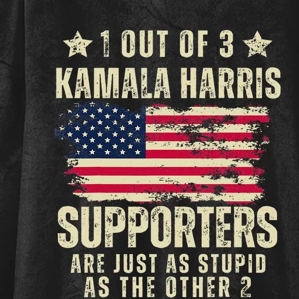 Funny Anti Kamala Harris Stupid Joke American Flag Usa Humor Hooded Wearable Blanket