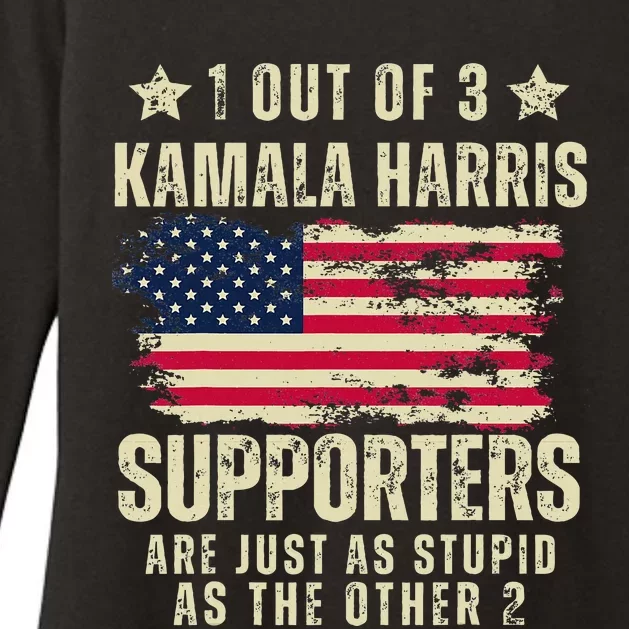 Funny Anti Kamala Harris Stupid Joke American Flag Usa Humor Womens CVC Long Sleeve Shirt