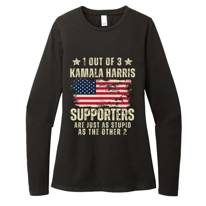 Funny Anti Kamala Harris Stupid Joke American Flag Usa Humor Womens CVC Long Sleeve Shirt