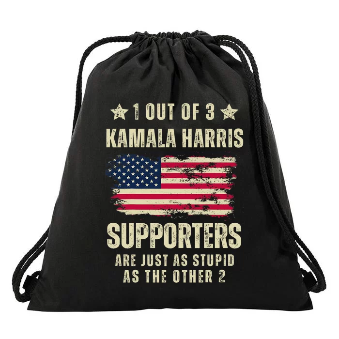 Funny Anti Kamala Harris Stupid Joke American Flag Usa Humor Drawstring Bag