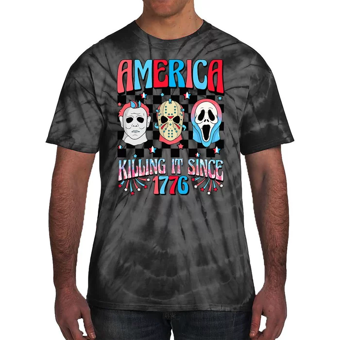 Funny America Killing IT Since 1776 Horror 4th Of July USA Tie-Dye T-Shirt