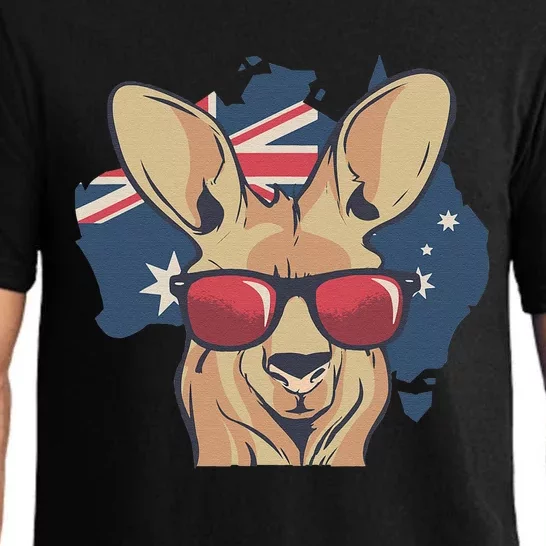 Funny Australian Kangaroo Animal Wearing Sunglasses Pajama Set