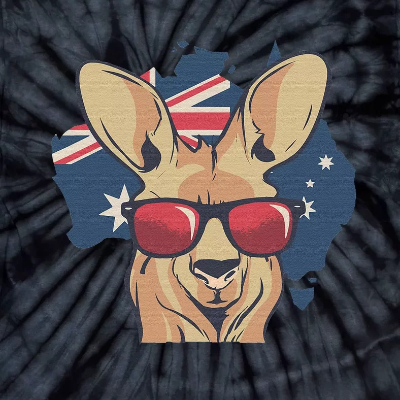 Funny Australian Kangaroo Animal Wearing Sunglasses Tie-Dye T-Shirt