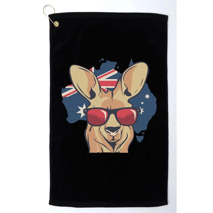 Funny Australian Kangaroo Animal Wearing Sunglasses Platinum Collection Golf Towel