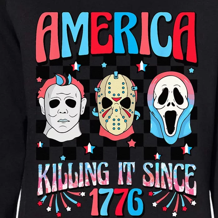 Funny America Killing IT Since 1776 Horror 4th Of July USA Womens California Wash Sweatshirt