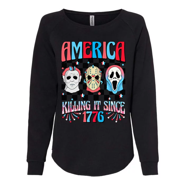 Funny America Killing IT Since 1776 Horror 4th Of July USA Womens California Wash Sweatshirt