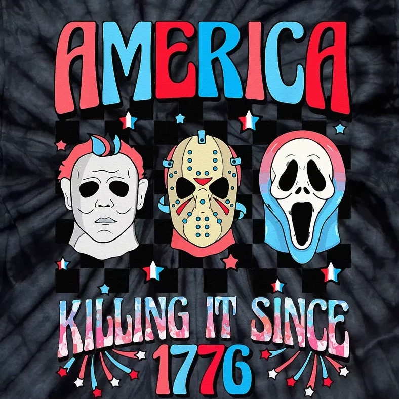 Funny America Killing IT Since 1776 Horror 4th Of July USA Tie-Dye T-Shirt