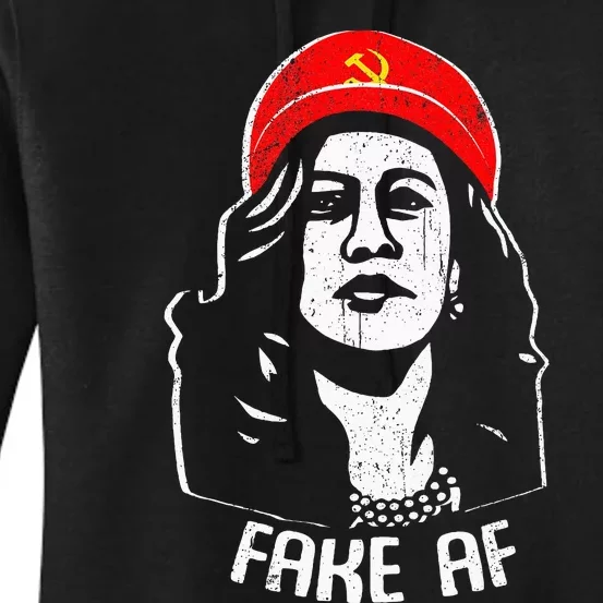 Fake Af Kamala Harris Communism Election Humor Women's Pullover Hoodie