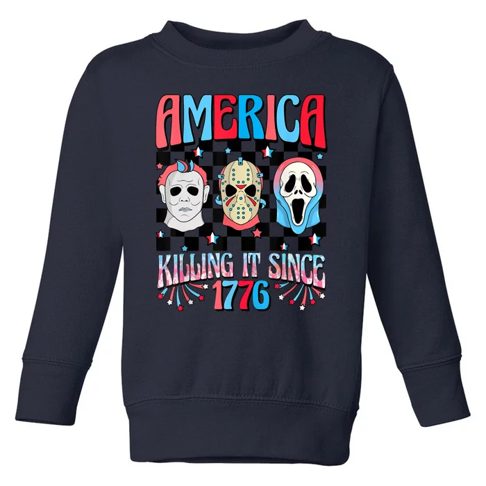 Funny America Killing IT Since 1776 Horror 4th Of July USA Toddler Sweatshirt