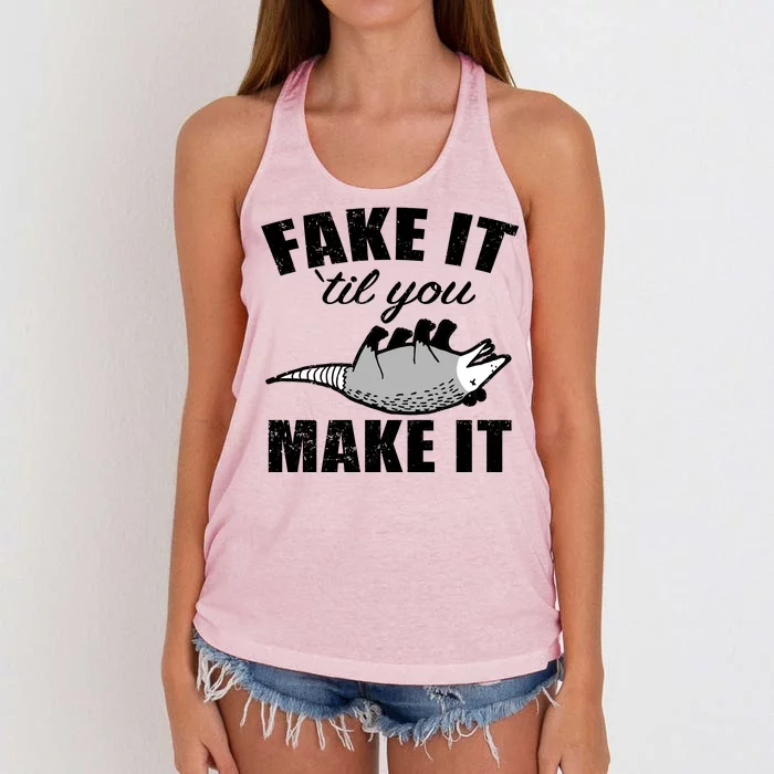 Fake It Or Make It Opossum Women's Knotted Racerback Tank