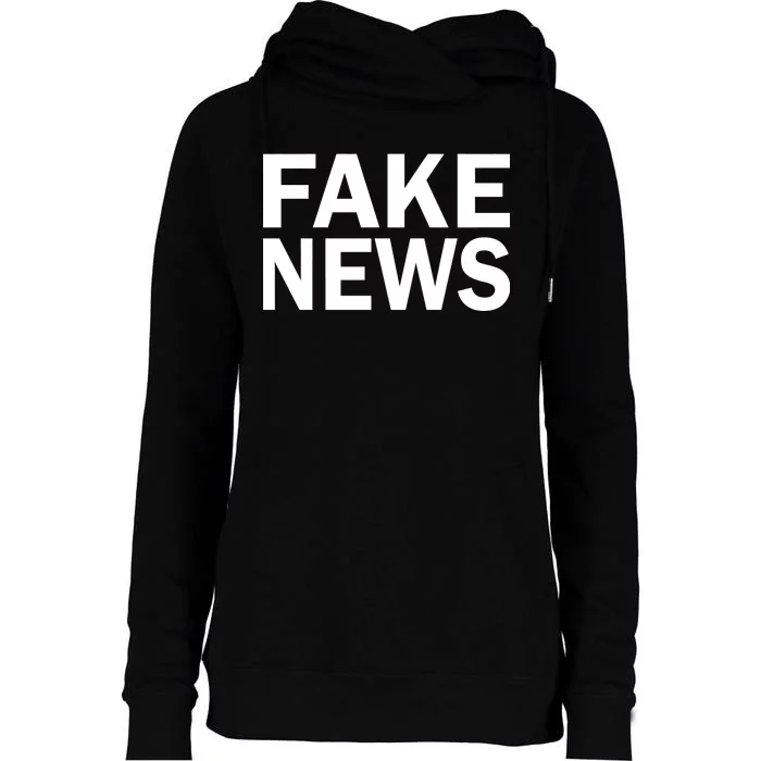 Fake News Bold Text Womens Funnel Neck Pullover Hood