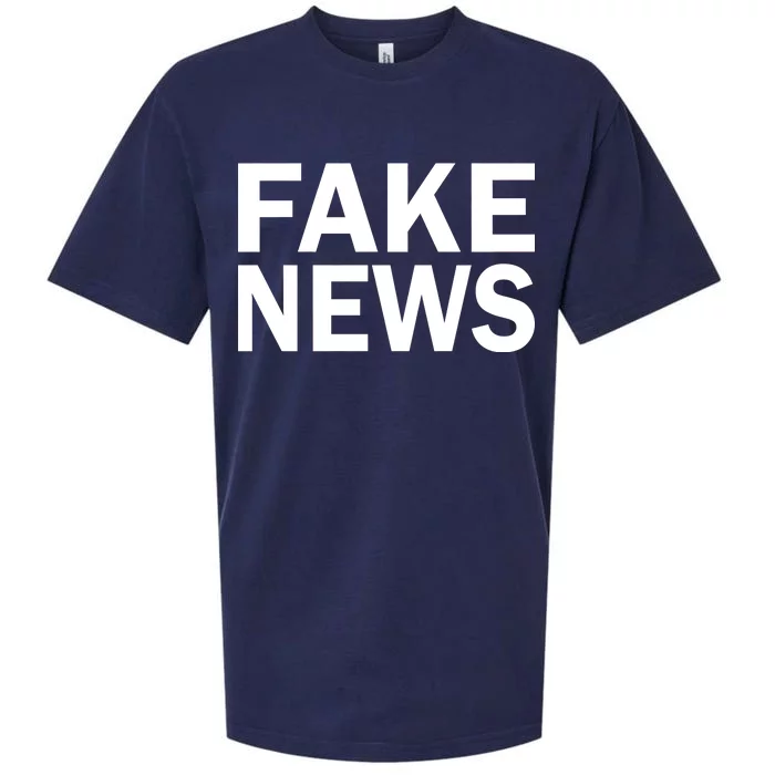 Fake News Bold Text Sueded Cloud Jersey T-Shirt