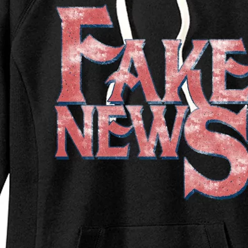 Fake News Distressed Text Women's Fleece Hoodie