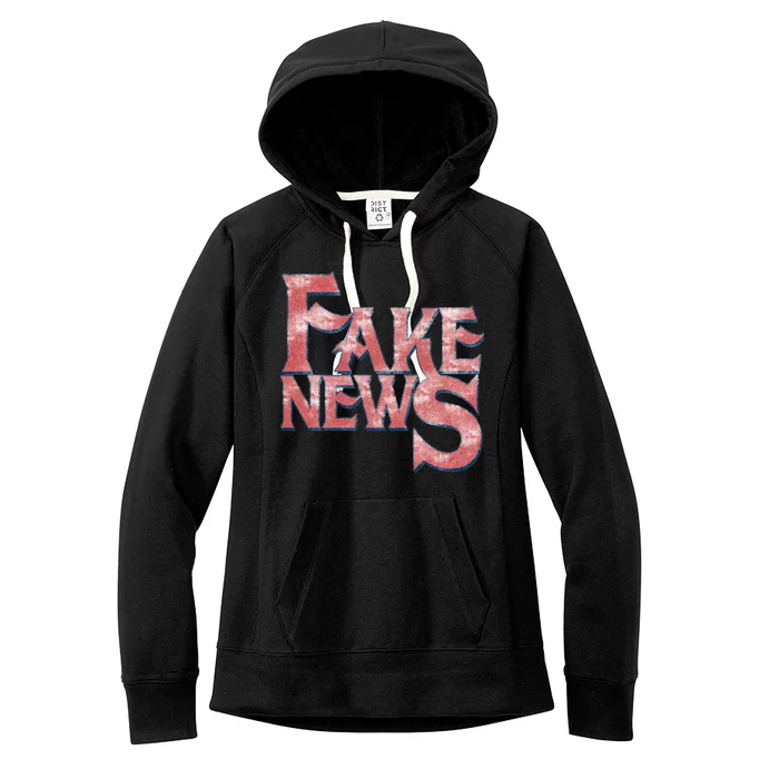 Fake News Distressed Text Women's Fleece Hoodie