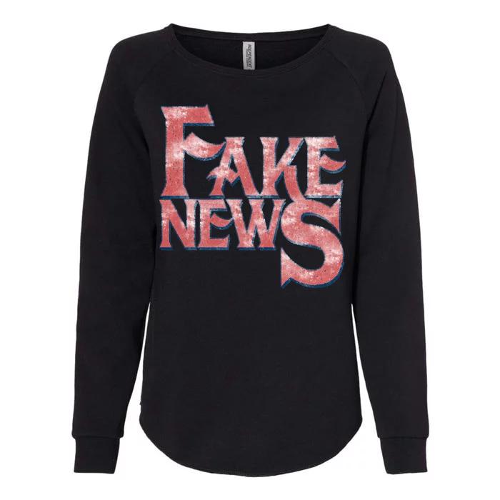 Fake News Distressed Text Womens California Wash Sweatshirt