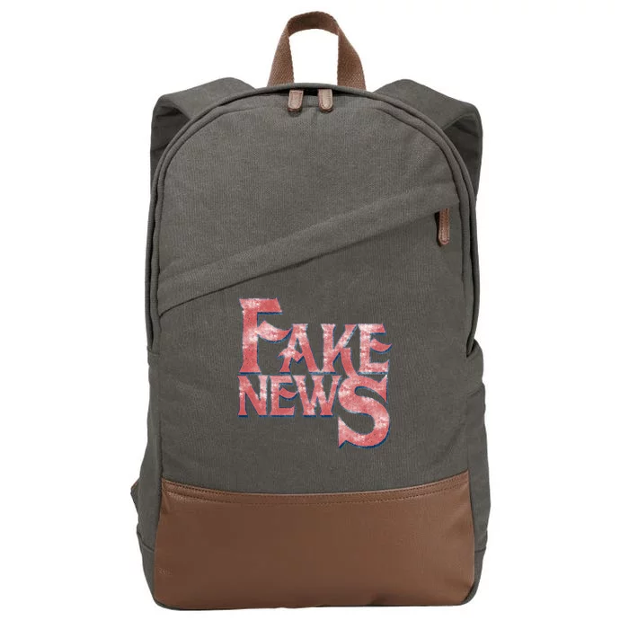 Fake News Distressed Text Cotton Canvas Backpack