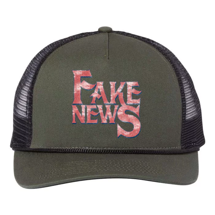 Fake News Distressed Text Retro Rope Trucker Hat Cap