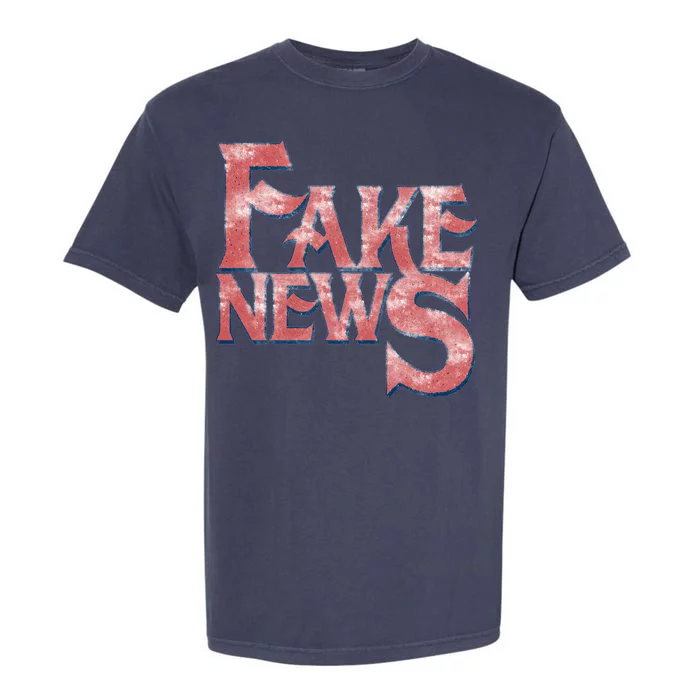 Fake News Distressed Text Garment-Dyed Heavyweight T-Shirt