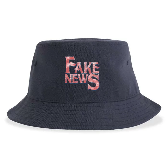 Fake News Distressed Text Sustainable Bucket Hat